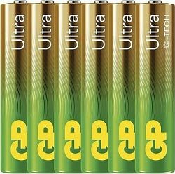 GP Alkalická batéria Ultra AAA (LR03), 6 ks
