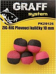 Graff Zig-Rig Plávajúce gulička 10 mm Čierna / Červená 5 ks