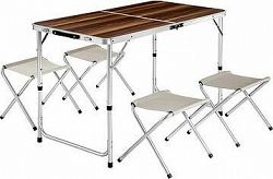 Kempingová súprava stola a lavice skladacia biela