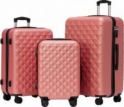 ROWEX Extra odolný cestovný kufor s TSA zámkom Crystal, rosegold, súprava kufrov (3 ks)