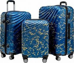 ROWEX Odolný cestovný kufor Pulse, modrý žíhaný, súprava 3 ks (40 l, 66 l, 109 l)